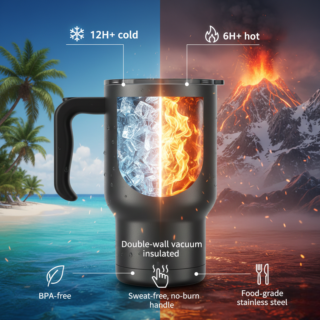 Floral Insulated Travel Mug with Temp Display-1200ml