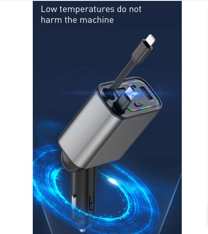 Retractable Car Charger, 120W 5 in 1 Super Fast Charger