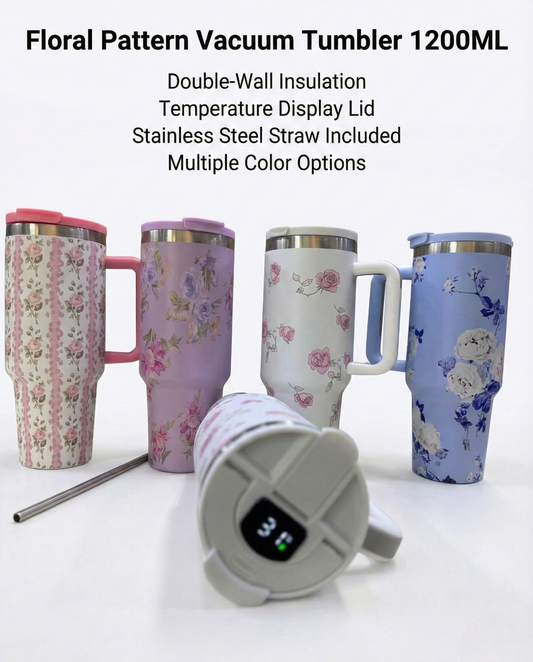 Floral Insulated Travel Mug with Temp Display-1200ml