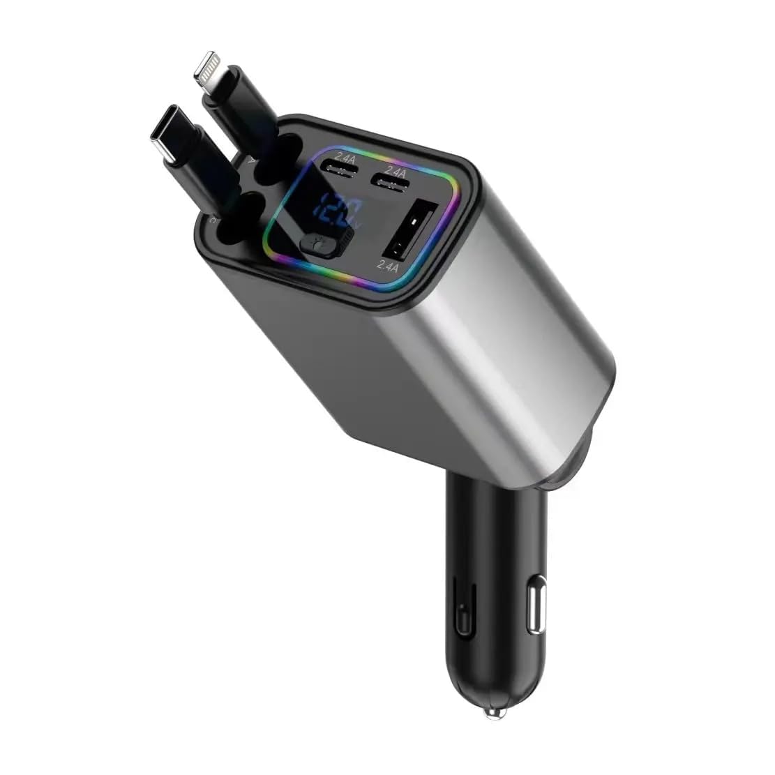 Retractable Car Charger, 120W 5 in 1 Super Fast Charger