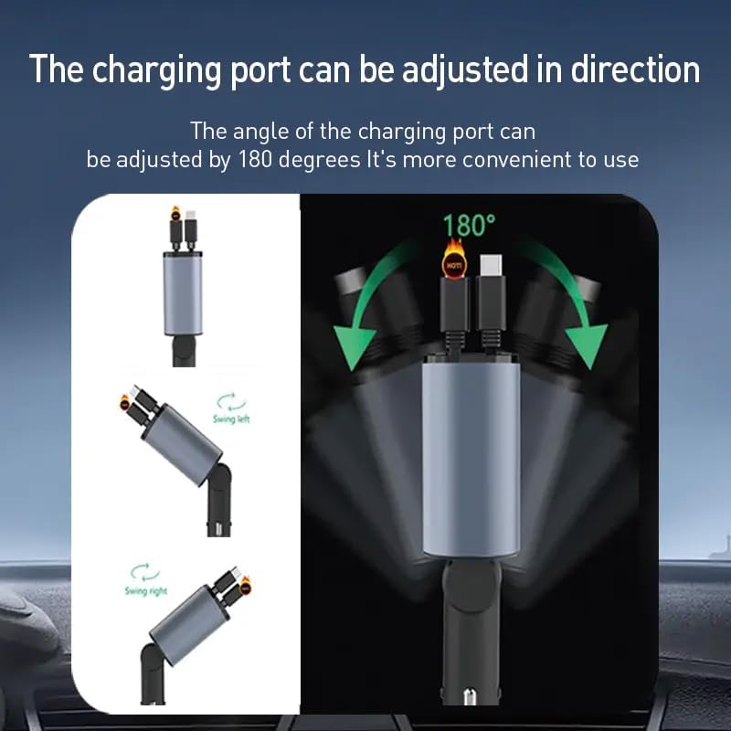 Retractable Car Charger, 120W 5 in 1 Super Fast Charger